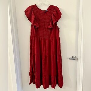 Old Navy Midi Dress, tie back, red, 3X